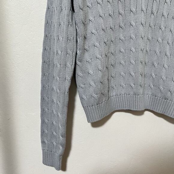 Brandy Melville Cable Knit V Neck Sweater OS Baby Blue Preppy Soft Girl Academia - Picture 4 of 7